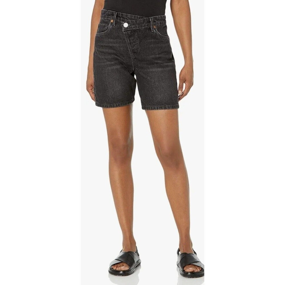 Blank NYC High Rise Button Fly Crossover Denim Jean Shorts size 28 Sz 6 Black